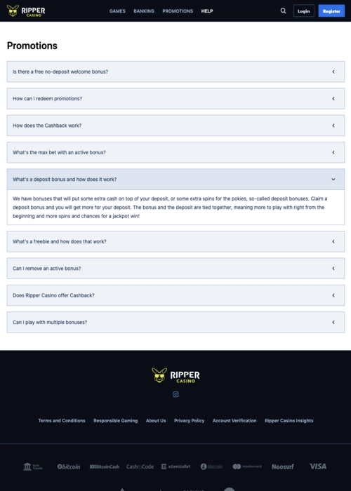 Ofertas bonos exclusivos showcase Ripper Casino