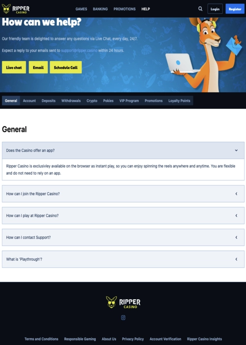 Aplicación móvil plataforma descarga Ripper Casino